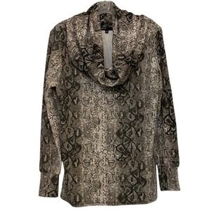 Gibson Women's Cozy Convertible Long Sleeve‎ Tunic Snakeskin Print Top - M EUC